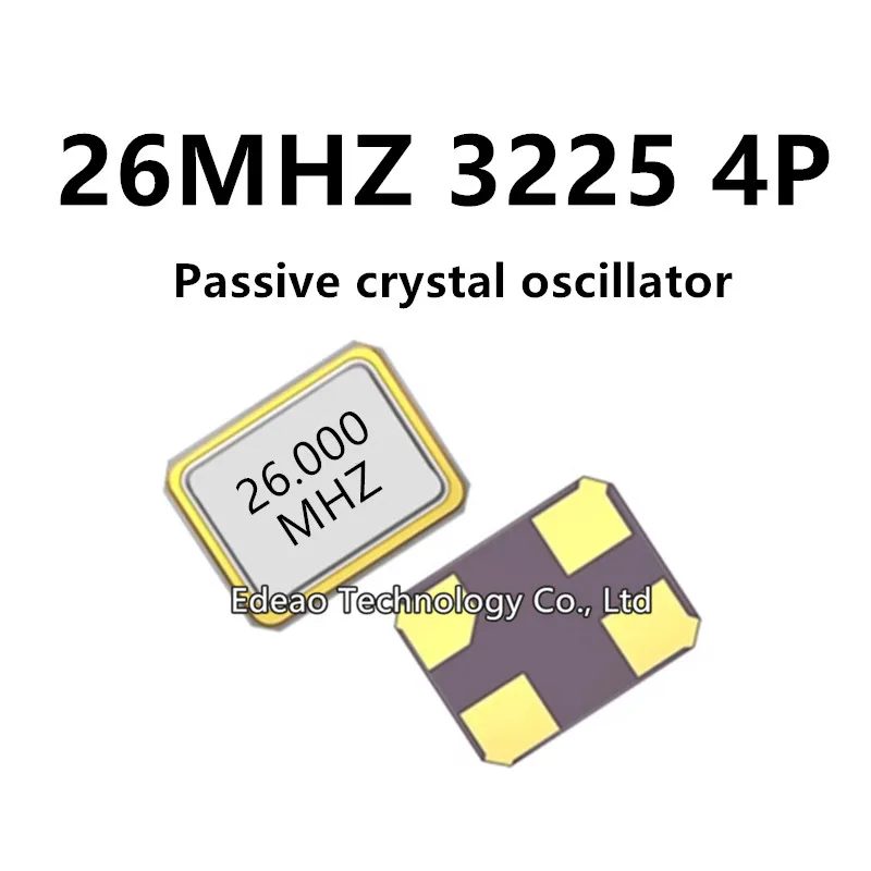 20~100PCS/Lot Passive crystal oscillator 26MHZ 3225 4pin 26.000MHZ 3.2*2.5 Quartz Resonator Metal SMD 26M  26.000 MHZ