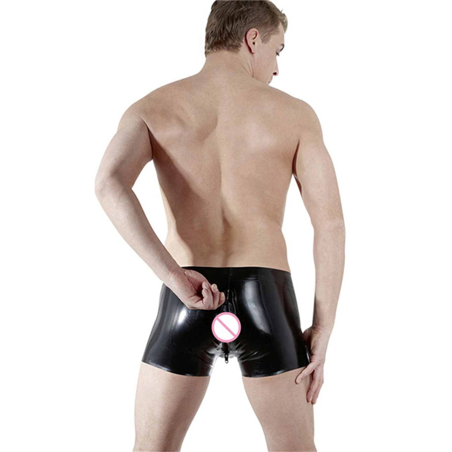 

Men Leather Wetlook Boxer Shorts Clubwear Gay Underwear Front Zipper to Crotch Erotic Boxershorts Men Lingerie Leather Underwear