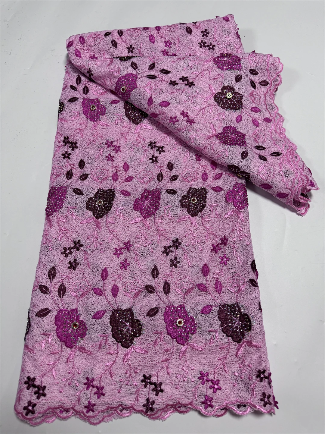 

Nigerian Guipure Cord Lace Fabric 2026 High Quality 3D Applique 5 Yards Water Soluble African Mesh Lace Fabric For Party Dresses
