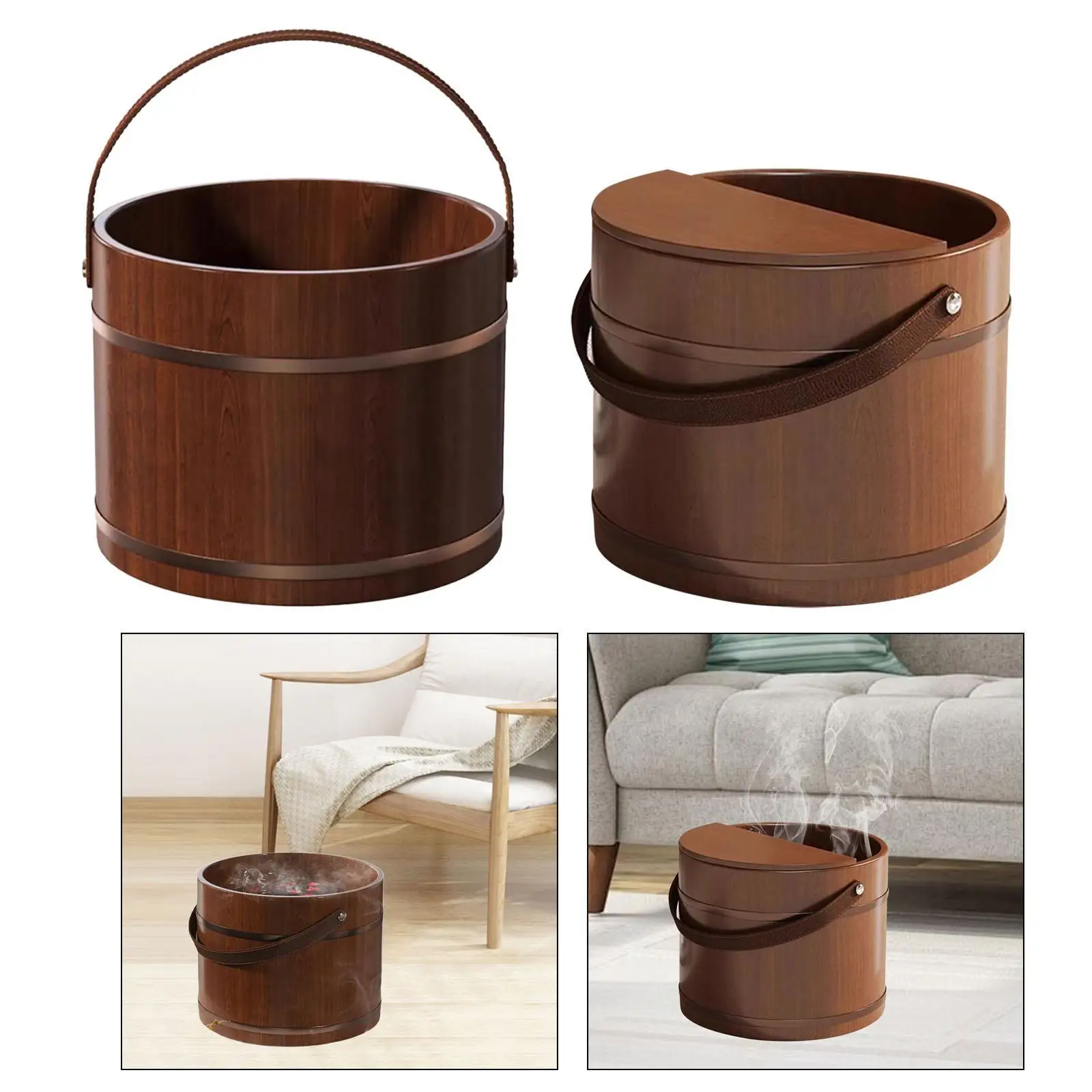 Wood Foot Bath Portable Multipurpose Barrel Pedicure Washing Baths Foot Washing Barrel for Sauna Outdoor Bathroom Travel Bedroom