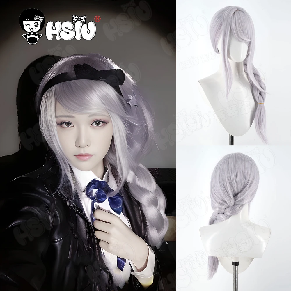 Kirifuji Nozomi Косплей Парик Синтетический парик из волокна「HSIU」Серый фиолетовый длинный парик Игра The Hundred Line Kirifuji Nozomi Косплей