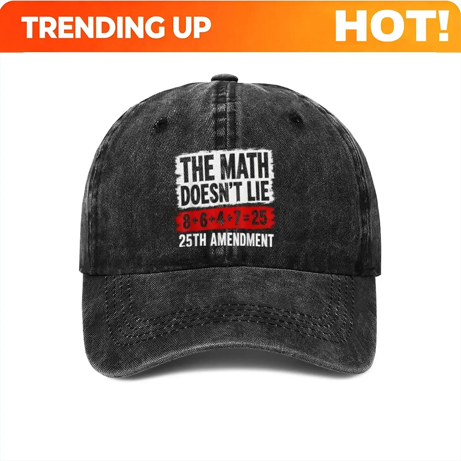Custom The Math Doesn't Lie! 8+6+4+7= 25th Amendment Vintage Baseball Caps,Fishing Hat Trucker Cap Adjustable Casual Sun Peak