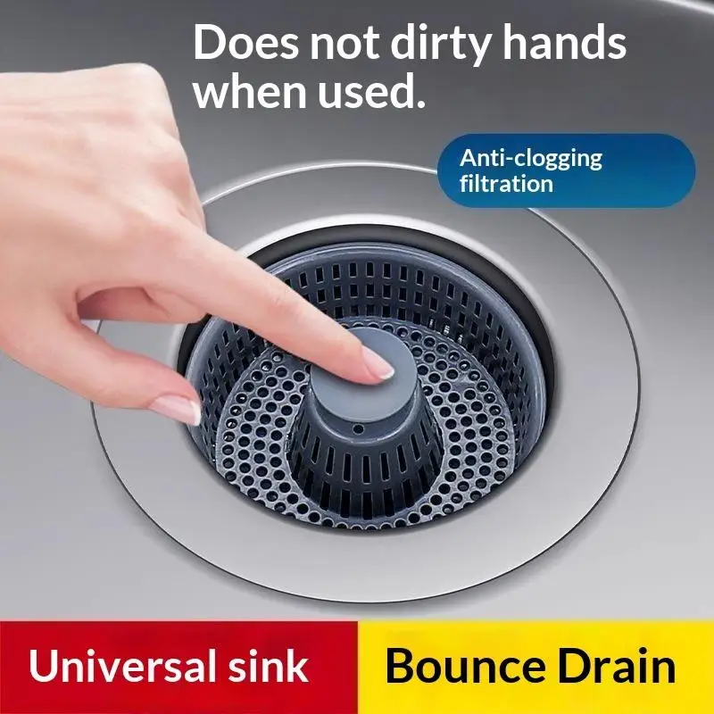 Kitchen Sink Up Drain Strainer With Anti Clog Filter Universal Size: No Dirty Hands Design Home