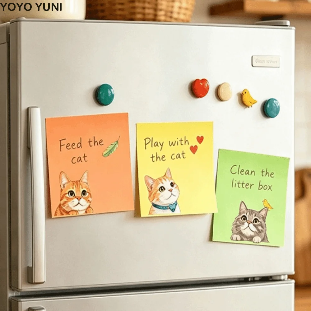 Animal Pattern Animal Sticky Notes Macaron Cat Cartoon Kitten Puppy Cat Dog Note Pad Pet Themed Self-Adhesive