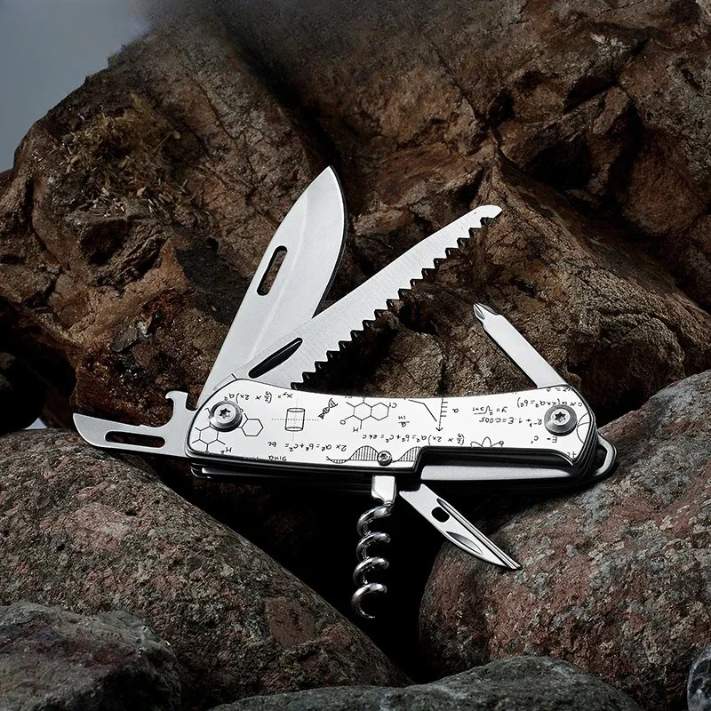 

For SWISS TECH Mini Folding Multitool Knife 9 In 1 EDC Outdoor Portable Pocket Knife Saw Screwdriver Bottle Wine Opener
