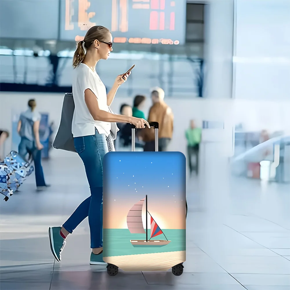 

1 PC Little-by-the-Sea Sailboat Print Luggage Cover for luggage sizes 18 – 32 inches; dust and elastic travel accessories to