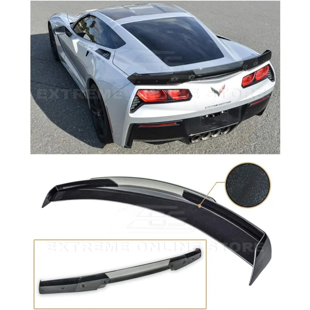 

Replacement for 2014-2019 Chevrolet Corvette C7 | Z06 Z07 Stage 3 Style Rear Trunk Lid Wing with Light Tinted WickerBill Spoiler