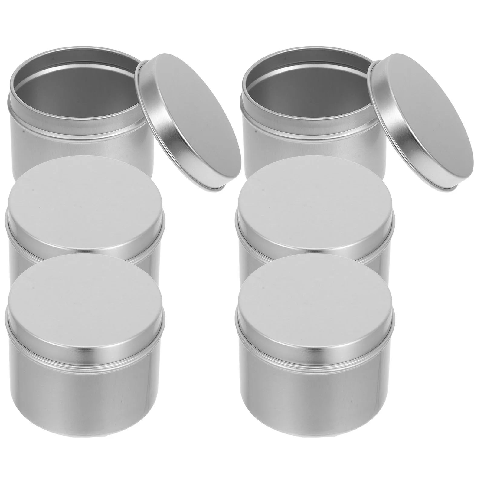 

6pcs Aluminum Tins Screw Lid Round Metal Storage Containers Lightweight Portable Sealed Tin Jars For Tea Coffee Diy