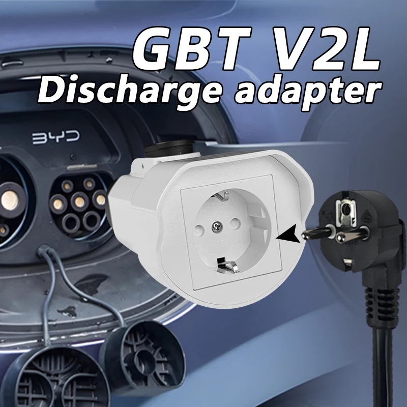 GBT v2l Ontladingsadapter Plug GBT ev naar EU-aansluiting 16A 220V voor Rusland ZEEKR BYD Li Auto