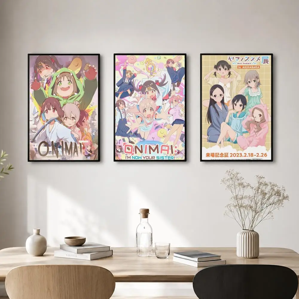 Anime Onimai Im Now Your Sister Poster Self-adhesive Art Waterproof Paper Sticker Coffee House Bar Room Wall Decor