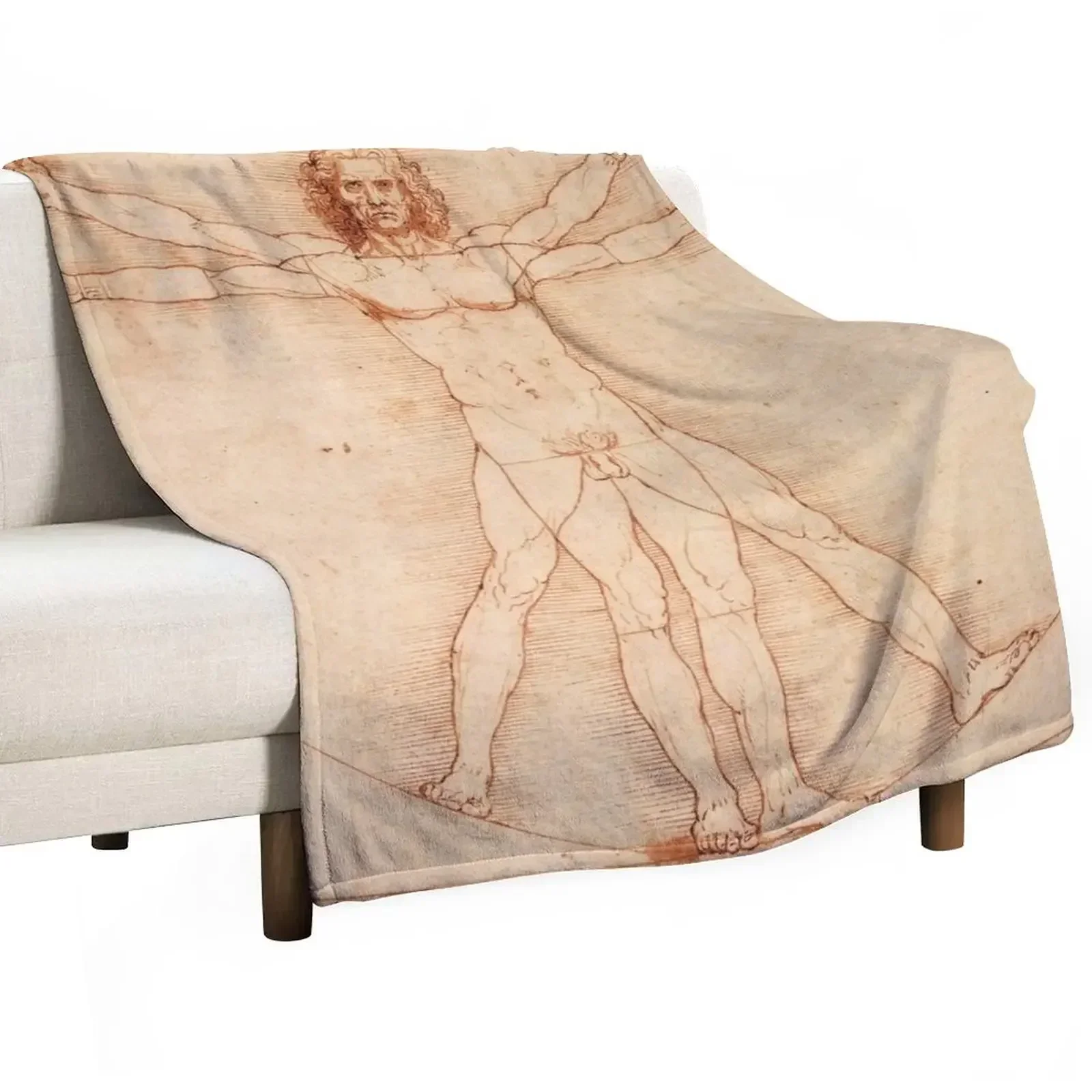 Vitruvian Man by Leonardo Da Vinci (1490) Throw Blanket Plaid Blankets For Sofas Blankets