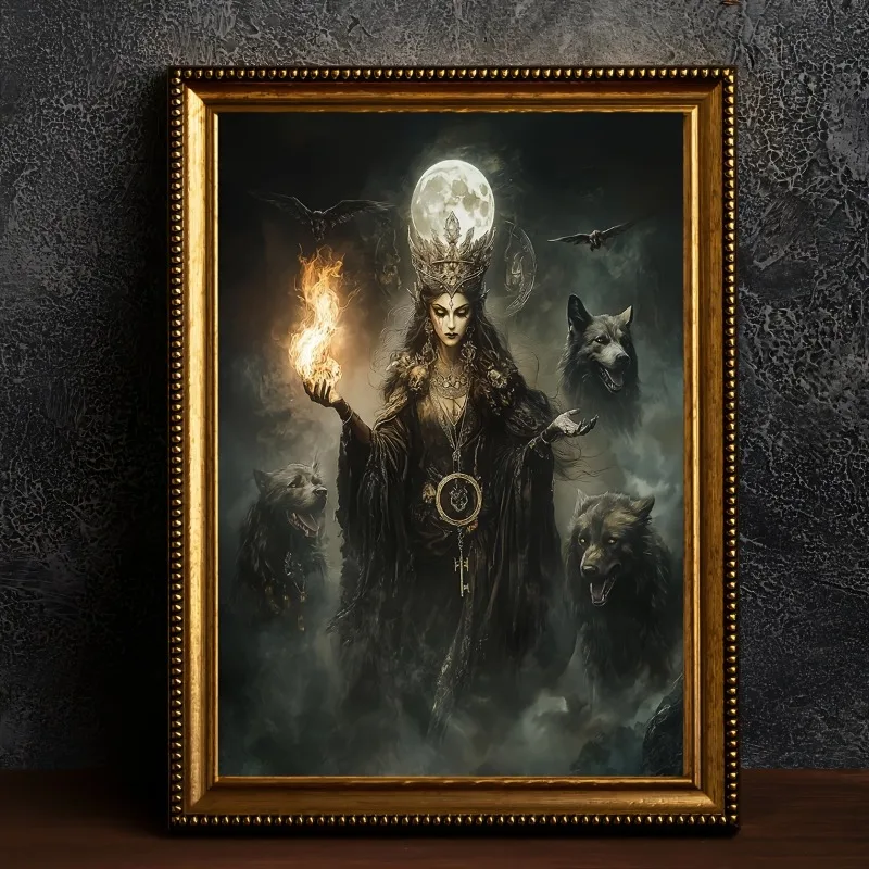 Dark Goddess Gaia/Hecate Greek Mythology Norse Witch Magic Gothic Fantasy Poster Canvas Painting Wall Art Pictures Home Decor