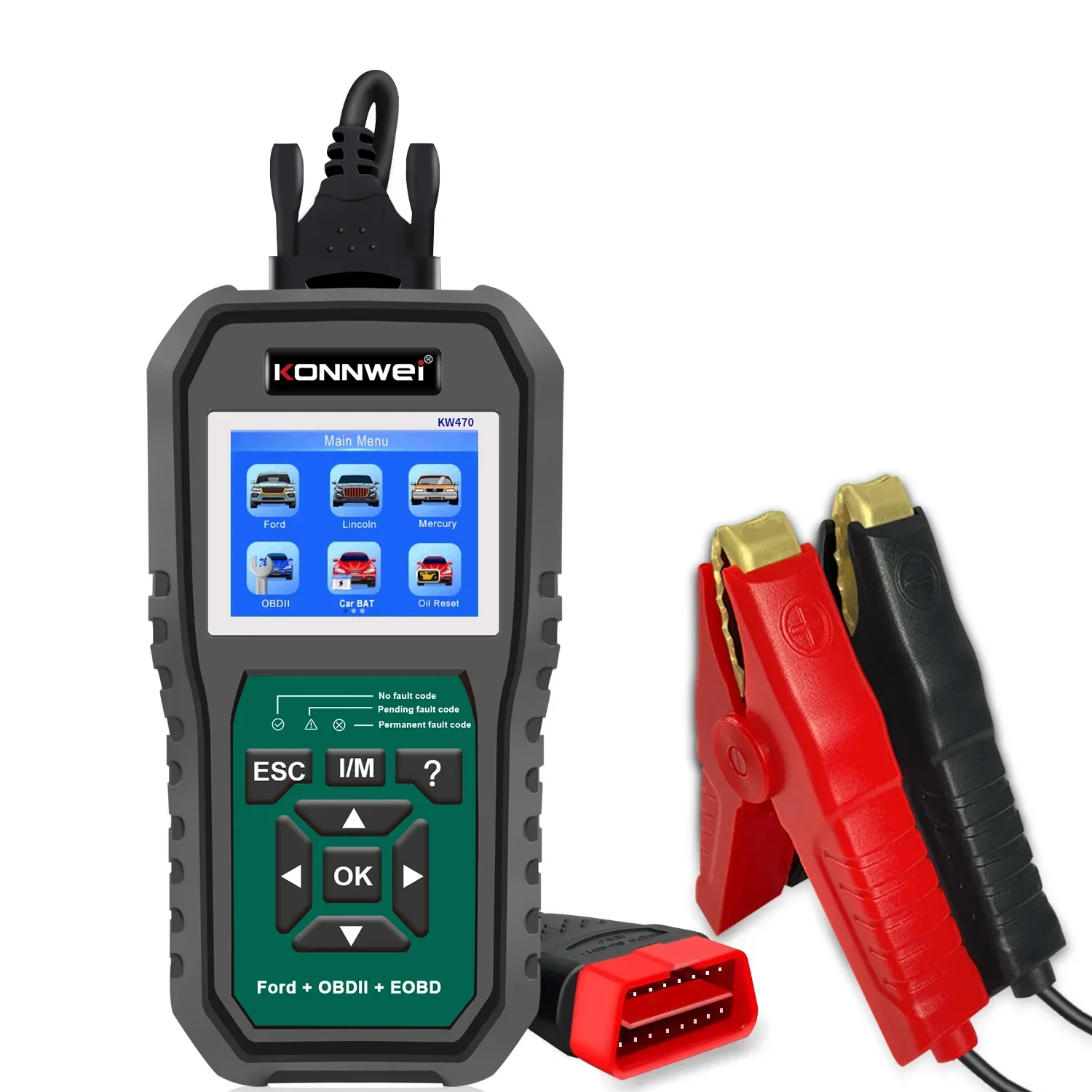 Professional OBD2 Scanner Konnwei KW470 Full OBD2 Functions ABS SRS Scan Tool with Active Test 3 Service Oil/SAS/BMS Reset Tool