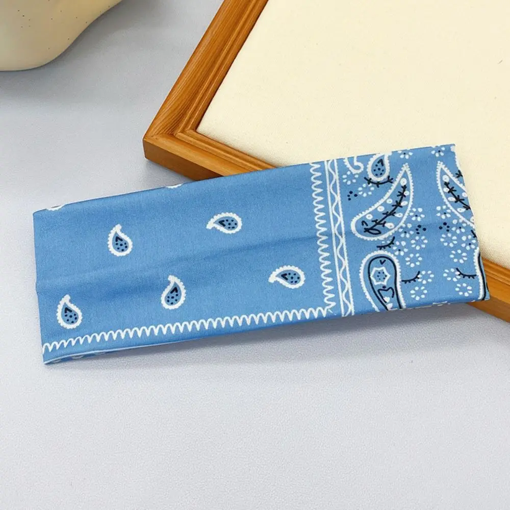 Fashion Flower Printed Hair Band Non-slip Soft Wide Hairband Sweat-absorbing Hair Accessories Sports Cross Headband