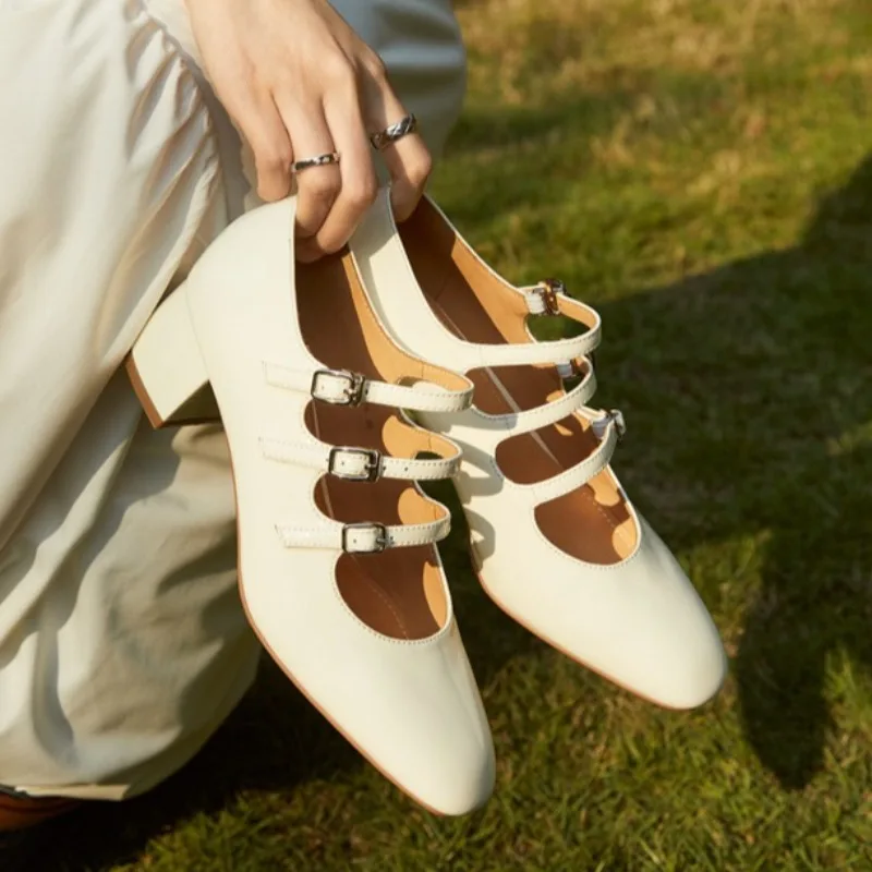 

New Women Mary Jane Shoes Exquisite Patent Leather High Heels for Woman Elegant French Casual Shoes Designer Shoes Zapatos Mujer