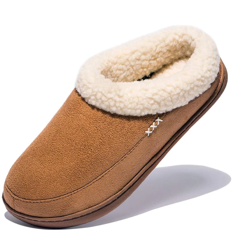 Men Winter Warm Fur Slippers House Non-Slip Soft Shoes Men Comfort Flat Heel Slides Home Indoor Bedroom Zapatillas Casa Mujer