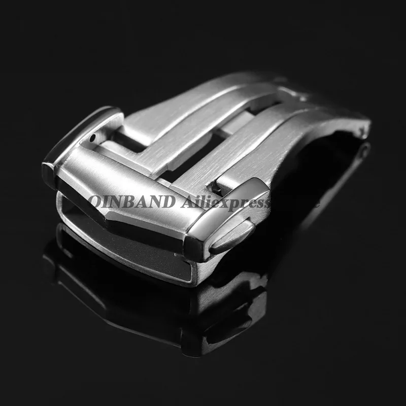 for Omega 18mm 20mm Butterfly Deployment Watch Buckle 304L Stainless Steel Brushed Metal Clasp Silver Watch Button image 2
