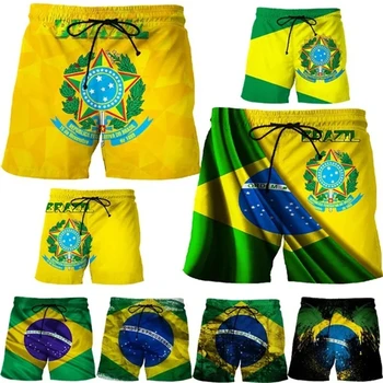 Pantalones cortos con bandera de Brasil 3d para hombre y mujer, ropa deportiva informal a la moda con personalidad, para playa, novedad