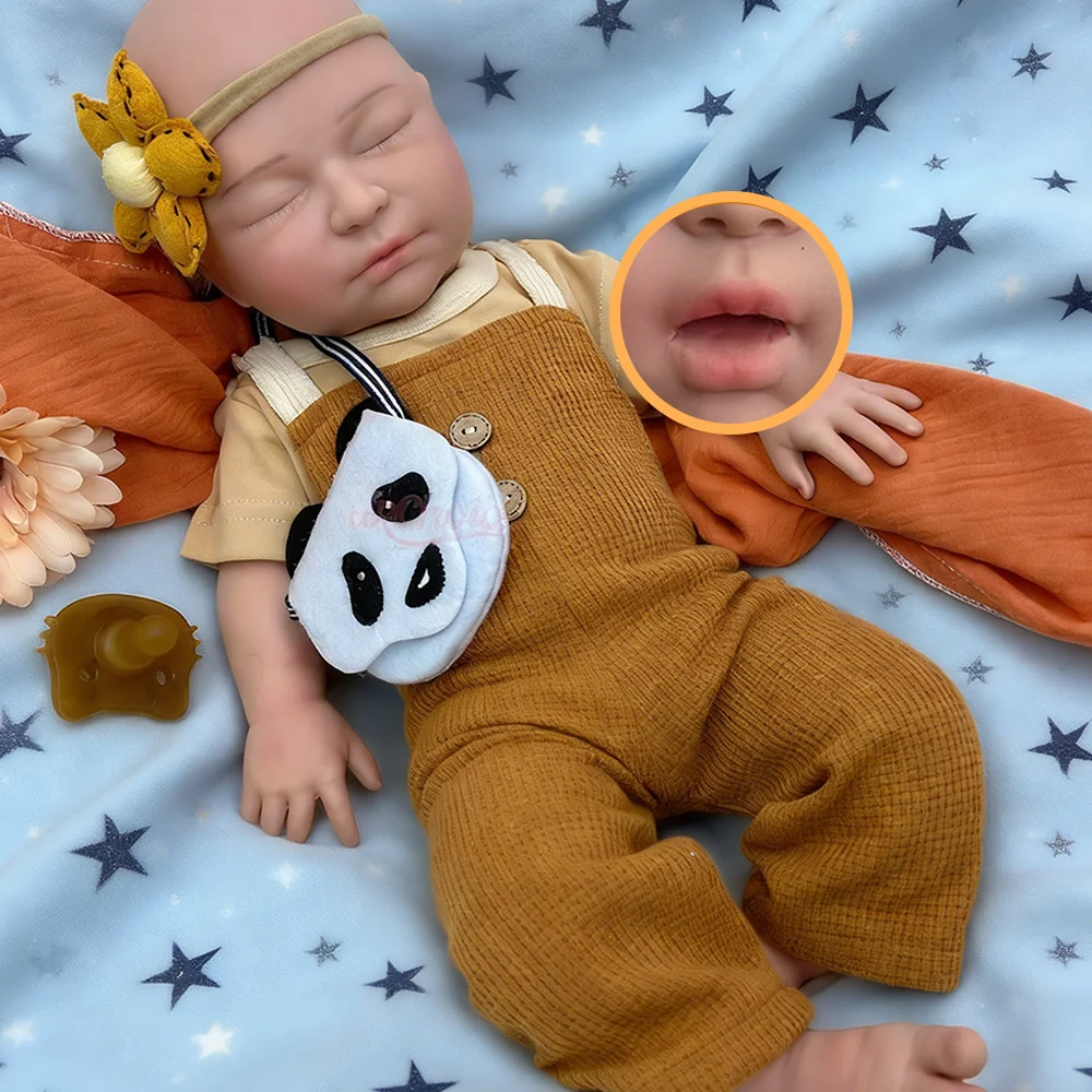 

Коллекционная реалистичная кукла-реборн из силикона, 55 см (22 дюйма), с закрытыми глазами, моющаяся, для девочек, имитирующая спящего новорожденного ребенка