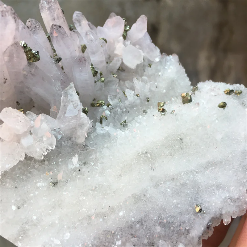 180g Natural Crystal Quartz With Pyrite Or Chalcopyrite Symbiotic Specimen Cluster Home Decor Meditation Energy Healing Stone