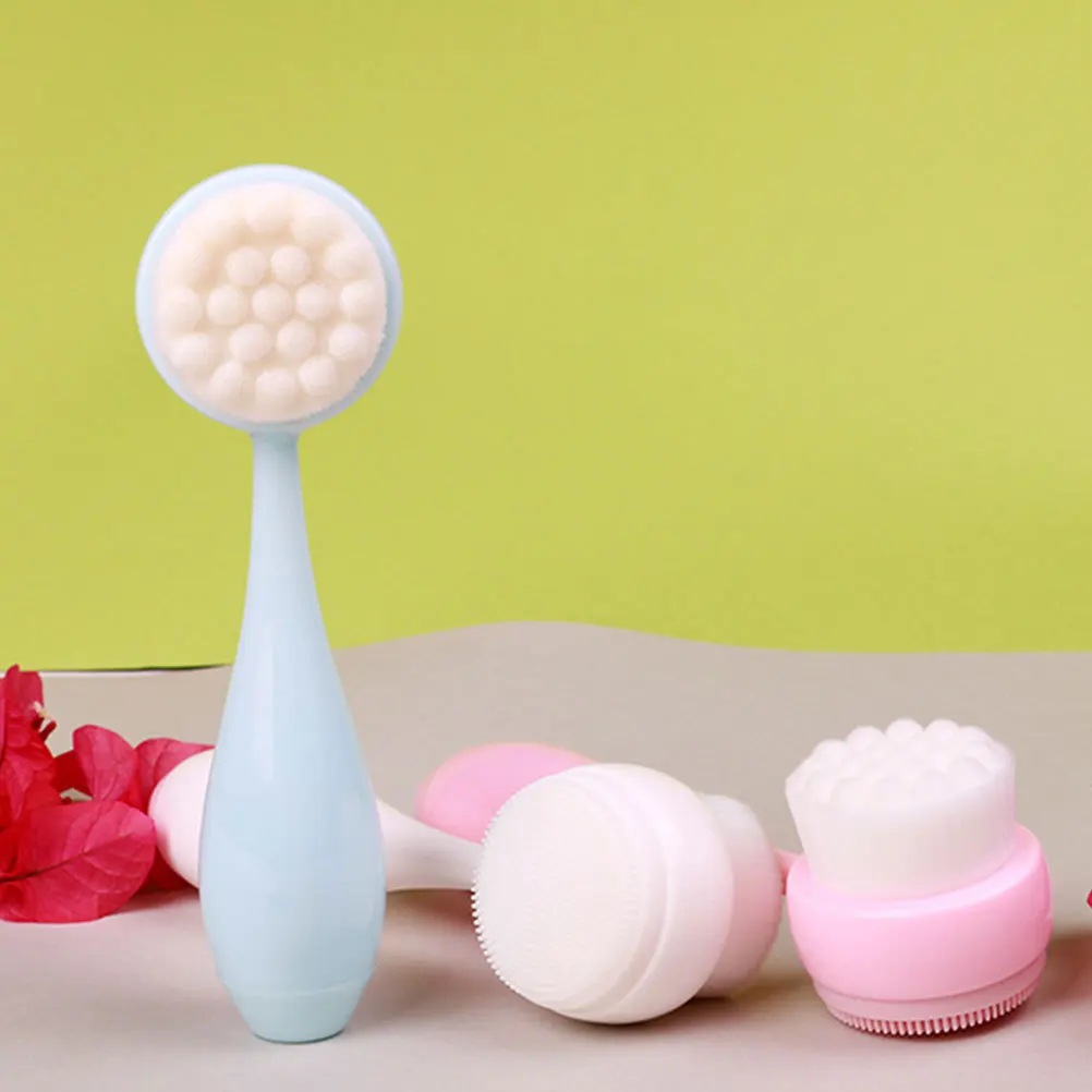 3Pcs Silicone Facial Brush Manual Face Wash Cleaning Tool Deep Pore Cleanser Exfoliating Scrubber for Effective Blackhead