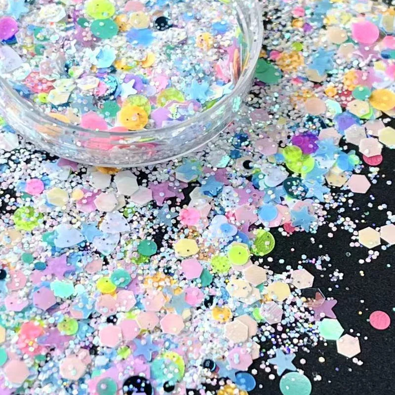 

50g Glitter Epoxy Resin Filling Rainbow Filler DIY Mix Star Heart Candy Color Sequins For Slime Making Nail Tumbler Cup