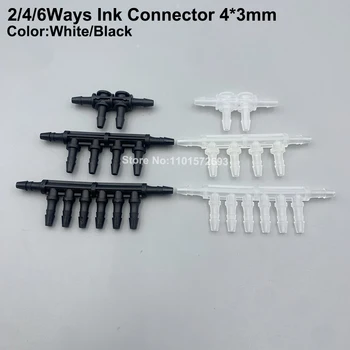 4/6および8ウェイチューブコネクタ,インクジェットプリンター,スペアパーツ,白いインク,循環コネクタ