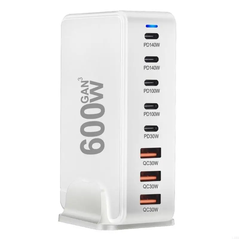 

L4MA 600W USB C 8 Port Fast Speed Charging Station with 5 USB C and 3 USB for Multiple Device Compatibility