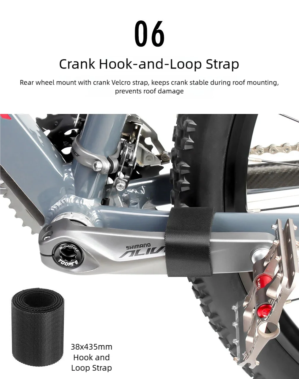 TOOPRE Fahrrad-Vordergabel- und Hinterrad-Halterung für Autodach, Transporthalterung für Schnellspanner/Steckachse, Rennrad- und MTB-Fahrrad-Parkhalterung – Detail 14