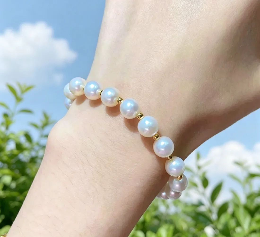 

Браслет из натурального жемчуга AAA 8-9 мм/9-10 мм, классический, 7.5-8 дюймов, с застежкой в виде сердца из серебра 925 пробы