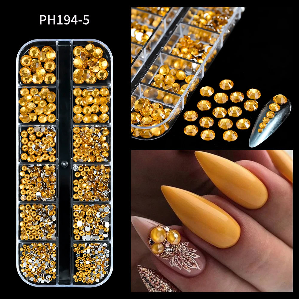 12 Gitter SS6-SS30 Harz Kristall Nail Art Strasssteine Klar/Rot/Rosa Flatback Diamant Nagel Edelsteine Runde Perlen Maniküre Dekoration