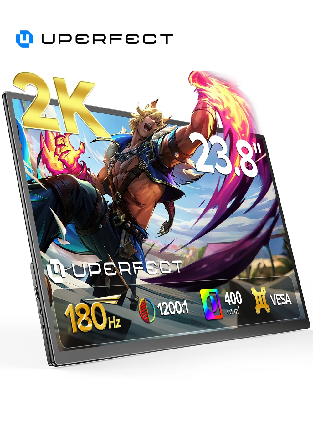 UPERFECT Portable Monitor 23.8" 180Hz 2K Gaming Display With VESA IPS Screen HDMI Type C For PC PS4 PS5 Switch Xbox Steam Decks