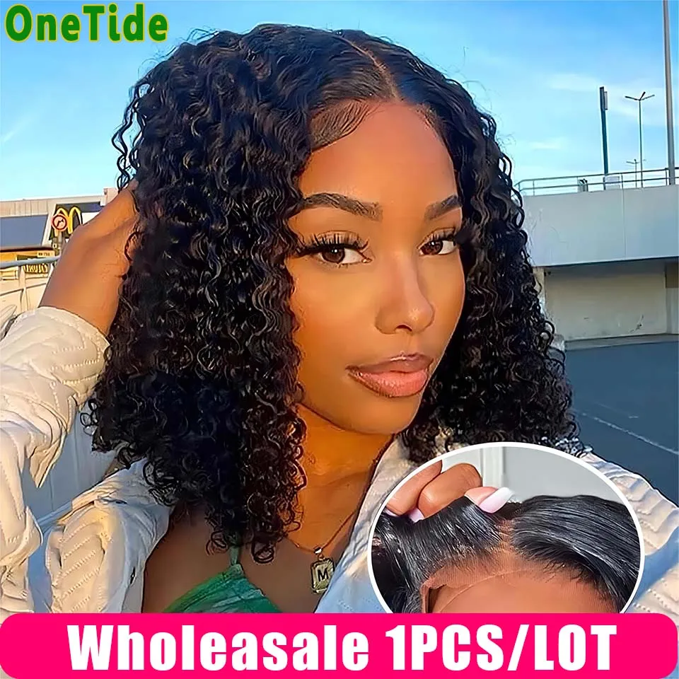 

Glueless Wig Human Hair Ready To Wear Water Wave Bob Human Hair Wig Glueless Pre-Cut 4x4 Lace Curly Human Hair Wigs for Women