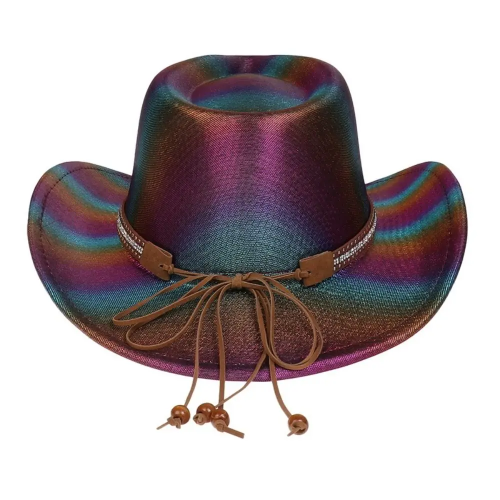 Neon Sparkly Glitter Space Cowboy Hat Fun Metallic Holographic Party Disco Cowgirl Hat Western Hat