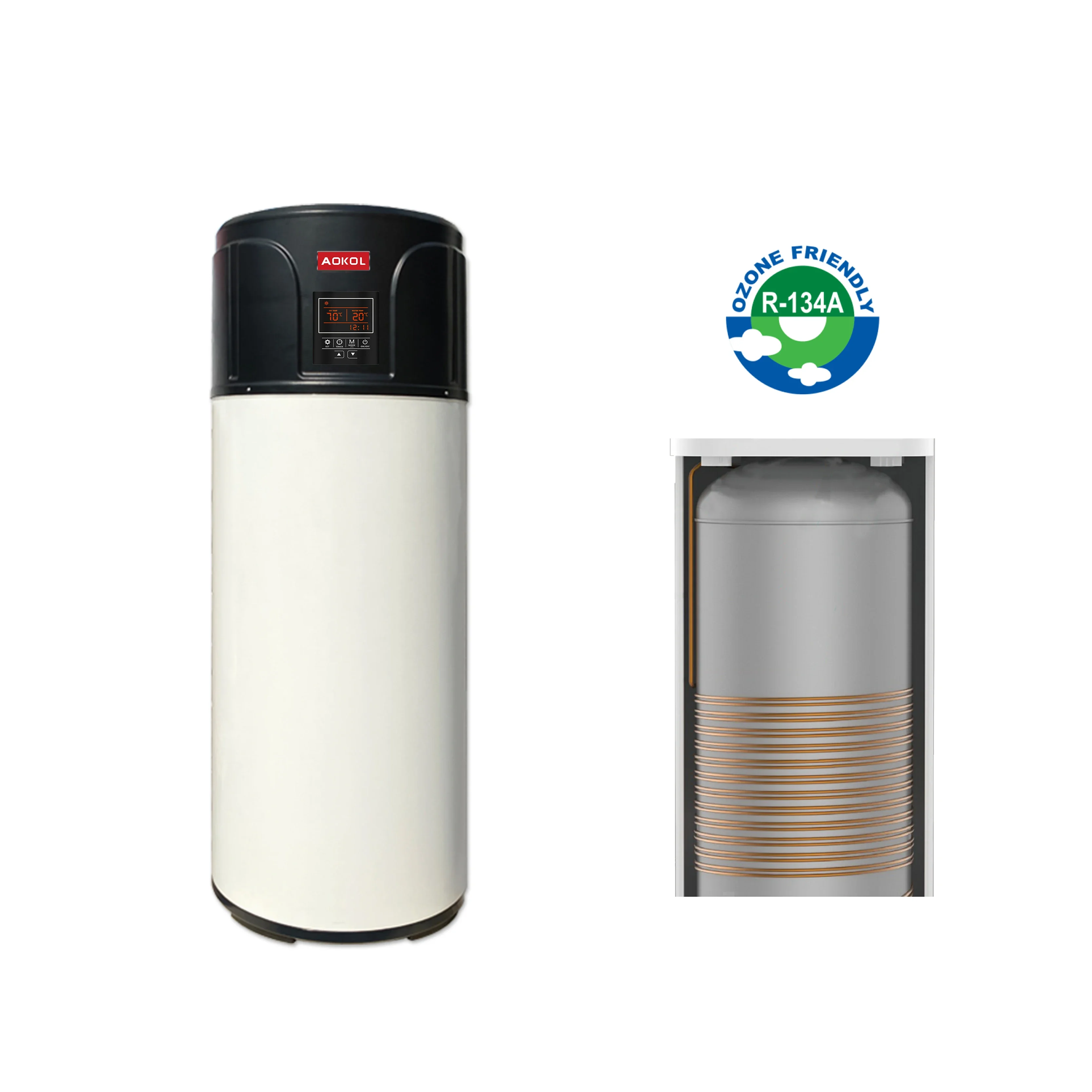 AOKOL 300L domestic heat pump water heater all in one air source  water heater with CE 70C high temp.water heater