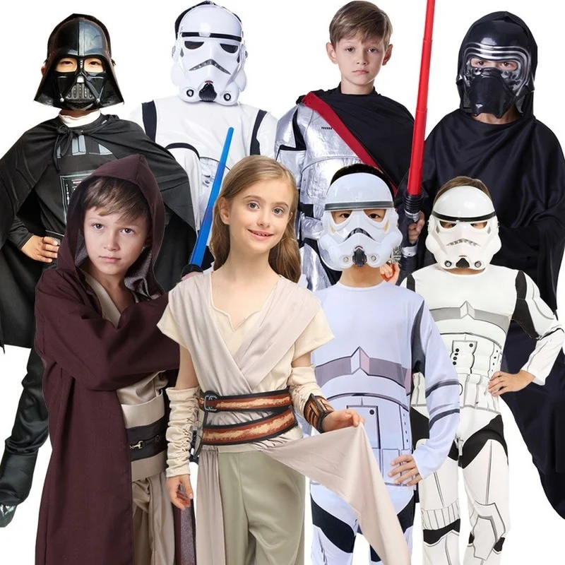 Disfraz de Cosplay de Star Wars para adultos y niños, ropa de Darth Vader, Guerrero Negro, soldado blanco, Alien, Halloween