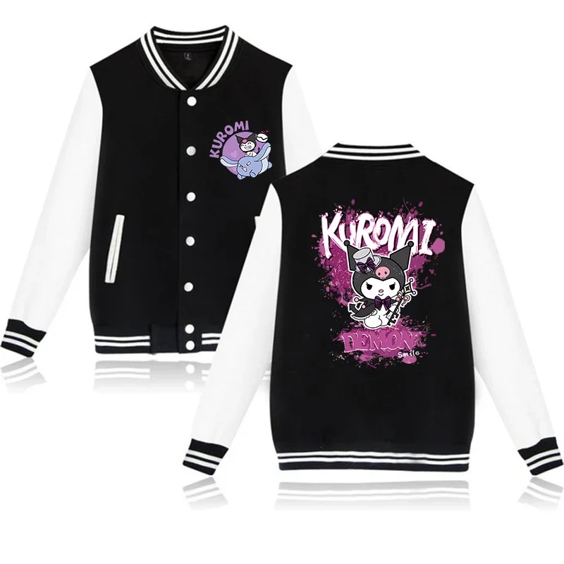 Kawaii Sanrio Kuromi Hoodie Children Baseball Jacket Men Women Sweatshirt Kids Boys Girls Harajuku Jackets Streetwear Coats