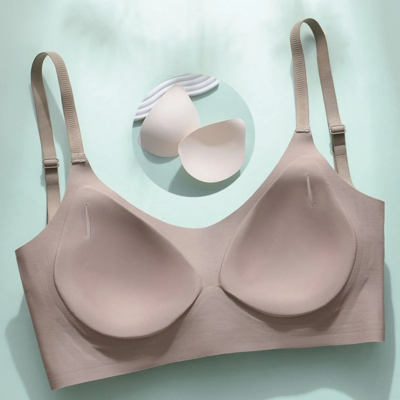 حمالة صدر رفيعة للغاية قابلة للتنفس 34-42BCD تصميم لاسلكي ساحر بدون خياطة ومضاد للإفراغ مع كوب داخلي قابل للفصل للنساء