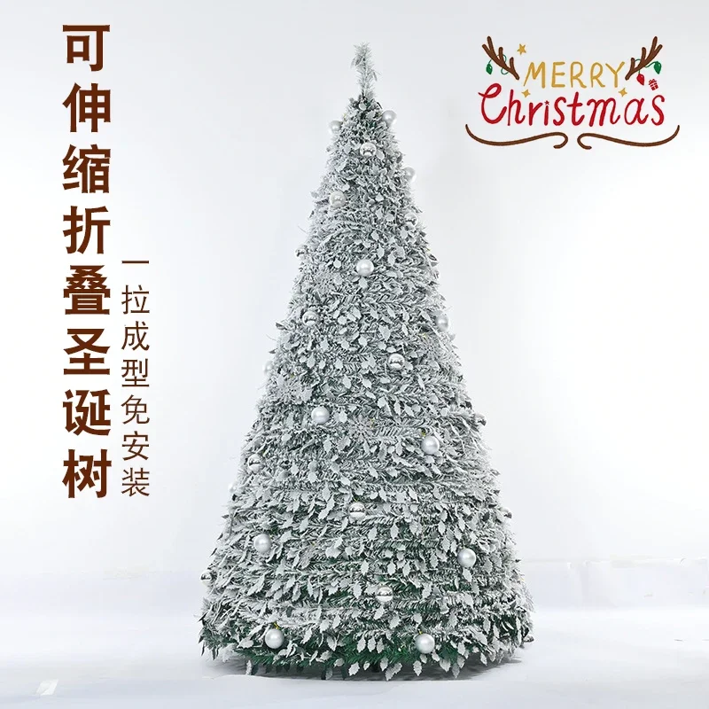 Retractable and retractable Christmas tree flocking new living room simulation large decoration foldable Christmas scene layout