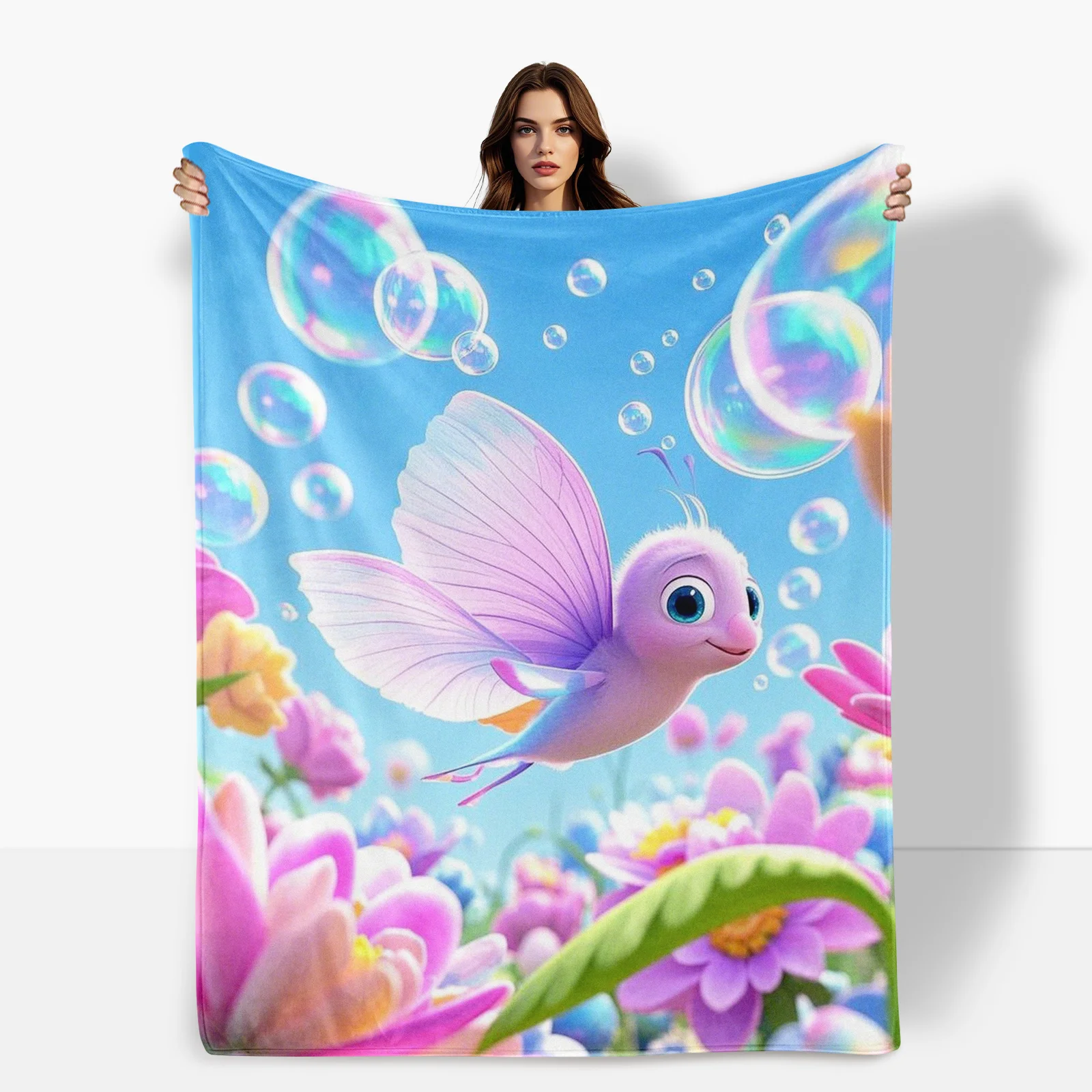 Couverture de fleur de bulle de papillon de mer rose pour thèmes amusants fantaisistes et vibrations mignonnes ludiques dans le Style de conception de décoration intérieure