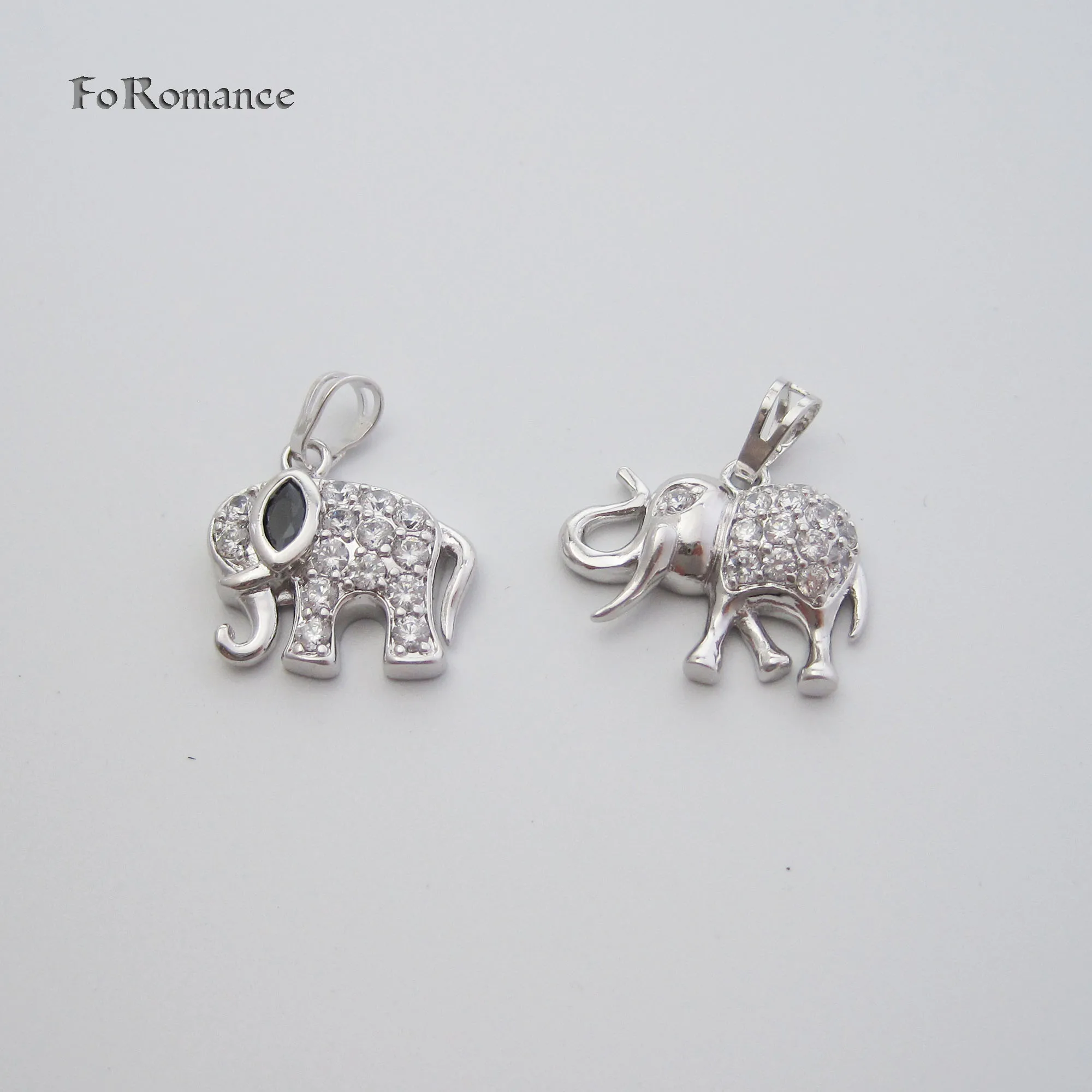WHITE GOLD PLATED 18INCH WATER WAVE CHAIN SHINING CZ STONES ELEPHANT SHAPED PENDANT 2 DESIGNS NECKLACE GREAT GIFT