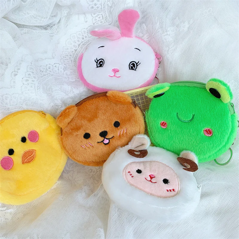 Novelty Adorable Anime Bear Wallet Coin Purse Key Chain Cute Plush Rabbit Cartoon Cosplay Purse for Women Bag Accessories