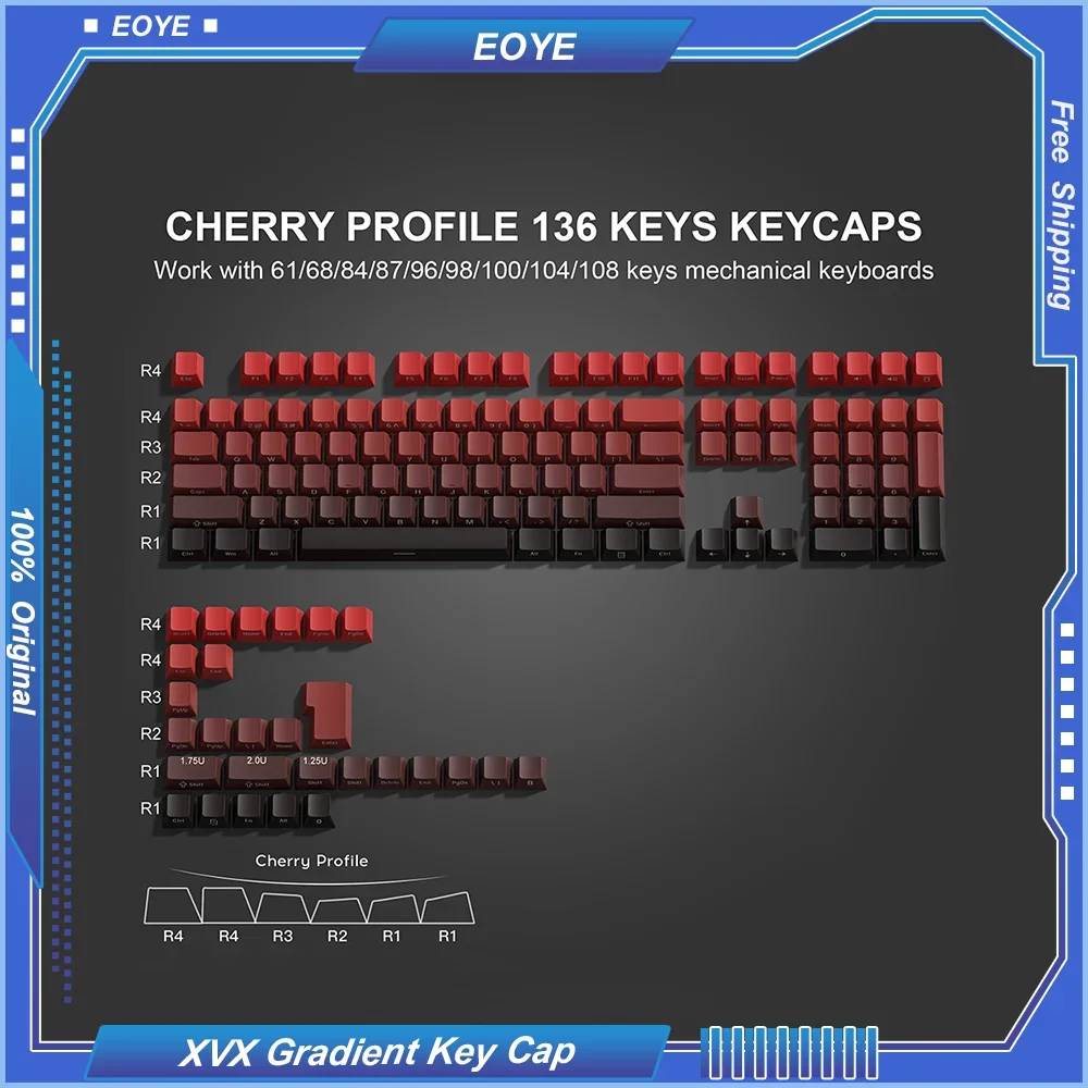 XVX131 Keys Key Cap PBT Original Profile Two-color Injection Moulding Side Carving for Customized Mechanical Keyboard Caps Parts