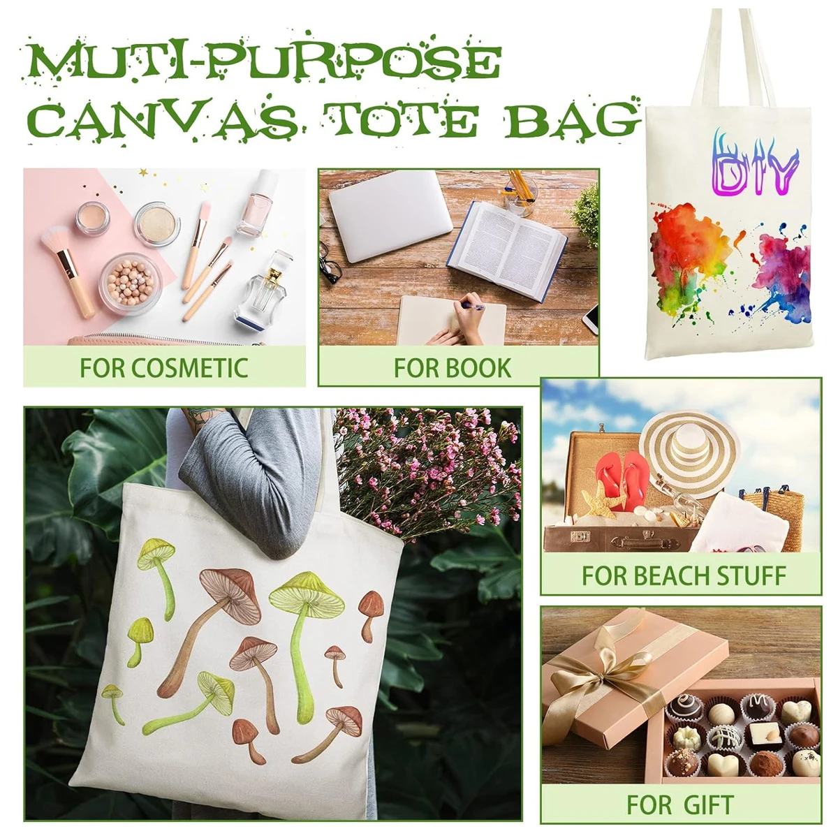 2/5/10pcs DIY Craft Sublimation Tote Bags Blank Canvas Travel Handbag Reusable Bag Shopping Shoulder Bags Washable Heat Transfer