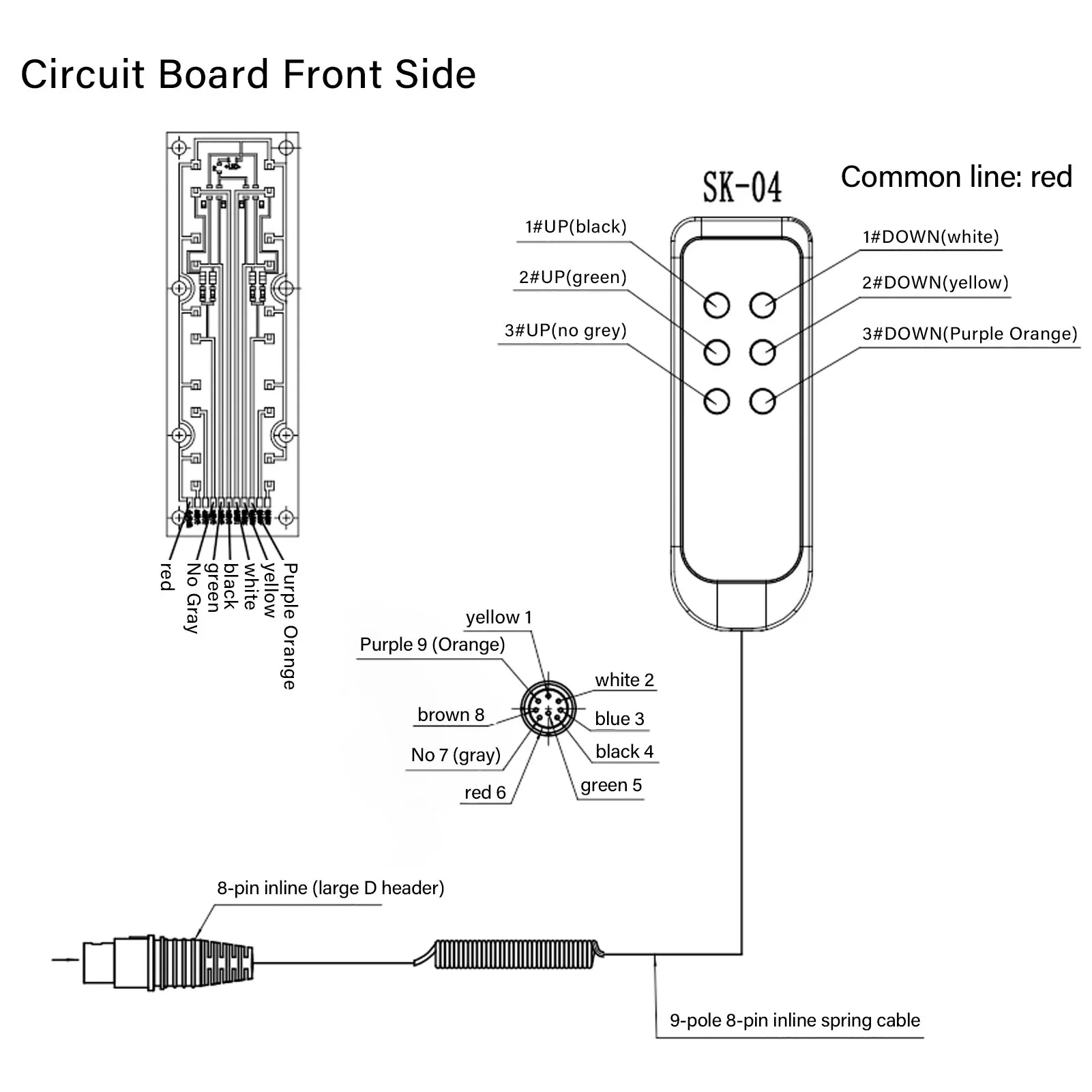 SK-04-3 8 Pin Lifting Bed Controller Electric PVC IP66 Wear Resistant Lift Chair Hand Control for Lift Bed Remote Control