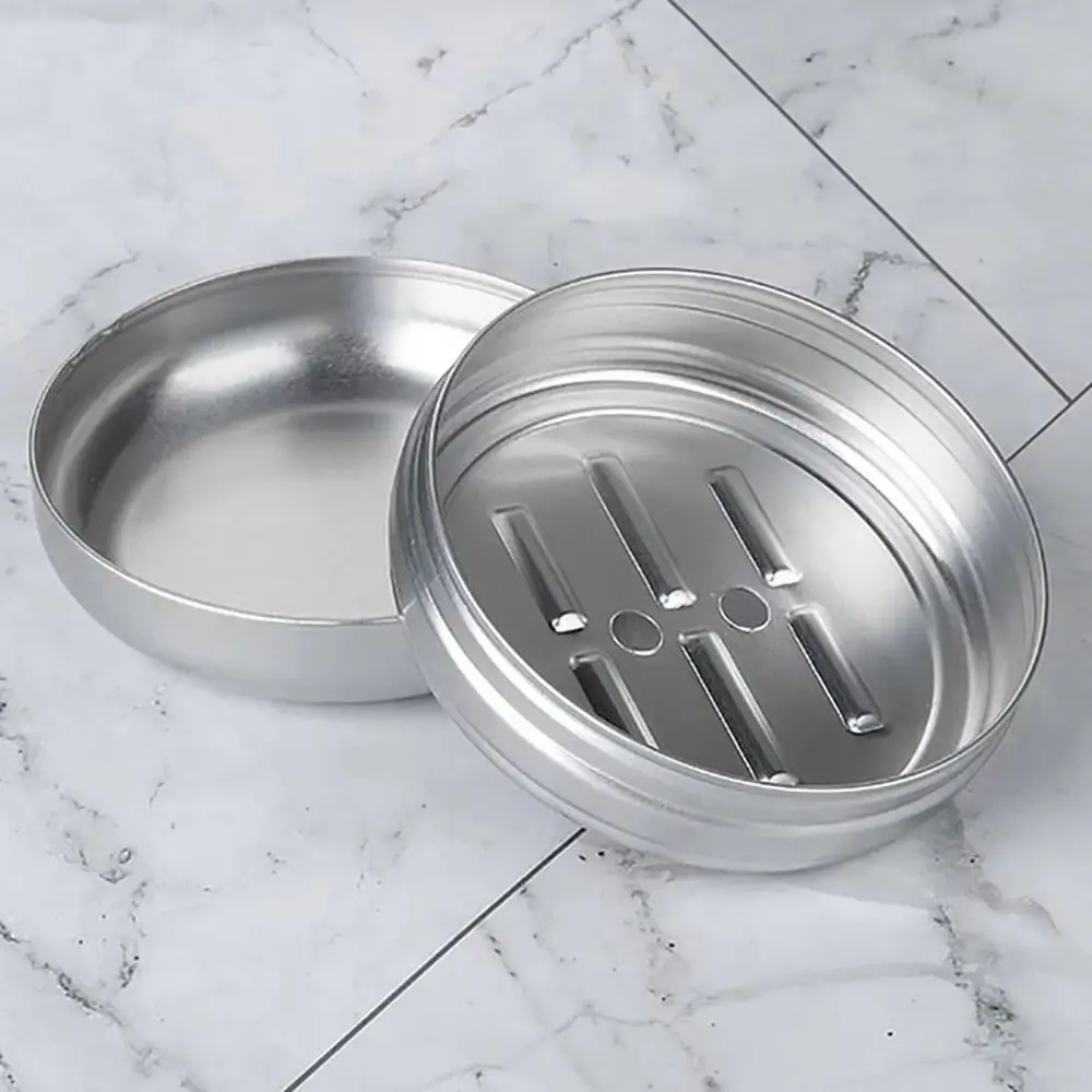 1Pcs New Round Soap Travel Case Aluminum Portable Soap Dish Soap Tray Home Bathrooms Traveling Use