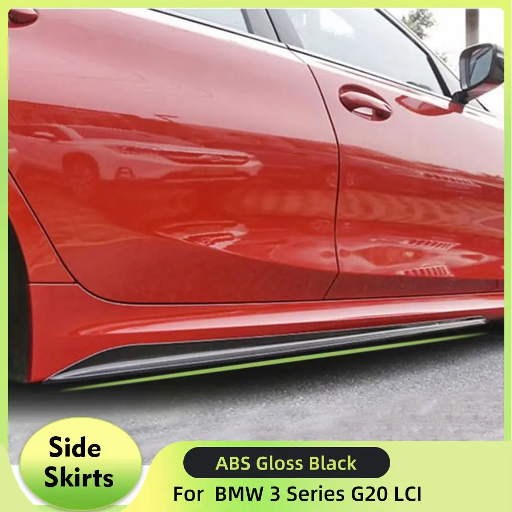Przedłużenia bocznych listew progowych do BMW serii 3 G20 LCI M-Sport 4-drzwiowe 2023 2024 ABS Gloss Black Fartuch bocznych listew progowych Zestaw karoserii