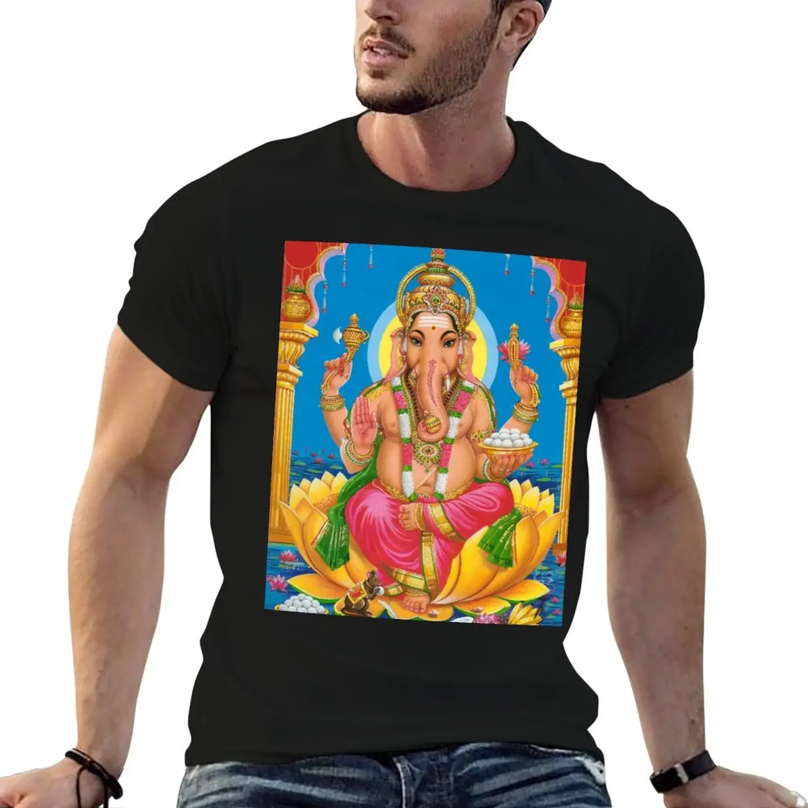 

Hindu God Ganesha T-Shirt tops sweat mens cotton t shirts