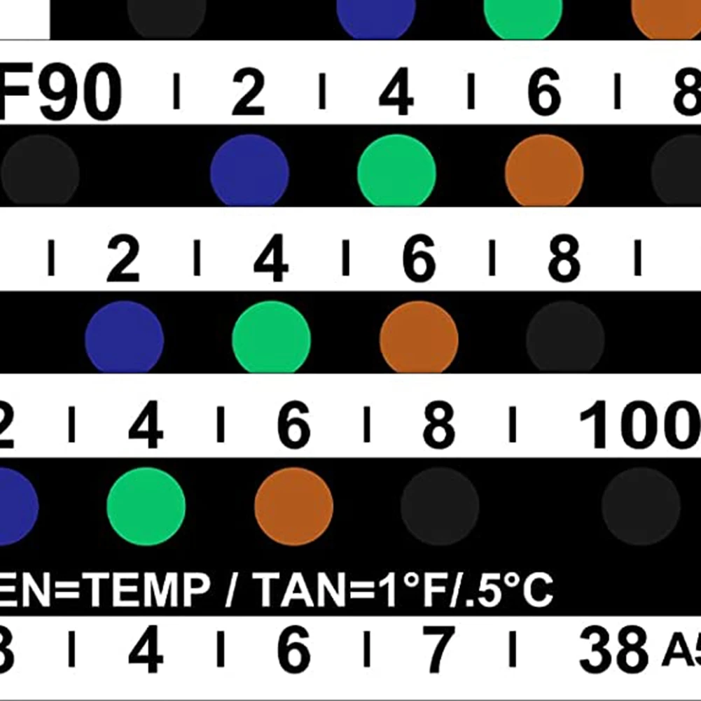 40 tiras de temperatura de prueba de tiras de temperatura adhesivas de 90 a 100 grados Fahrenheit pegatina de temperatura pegajosa rara