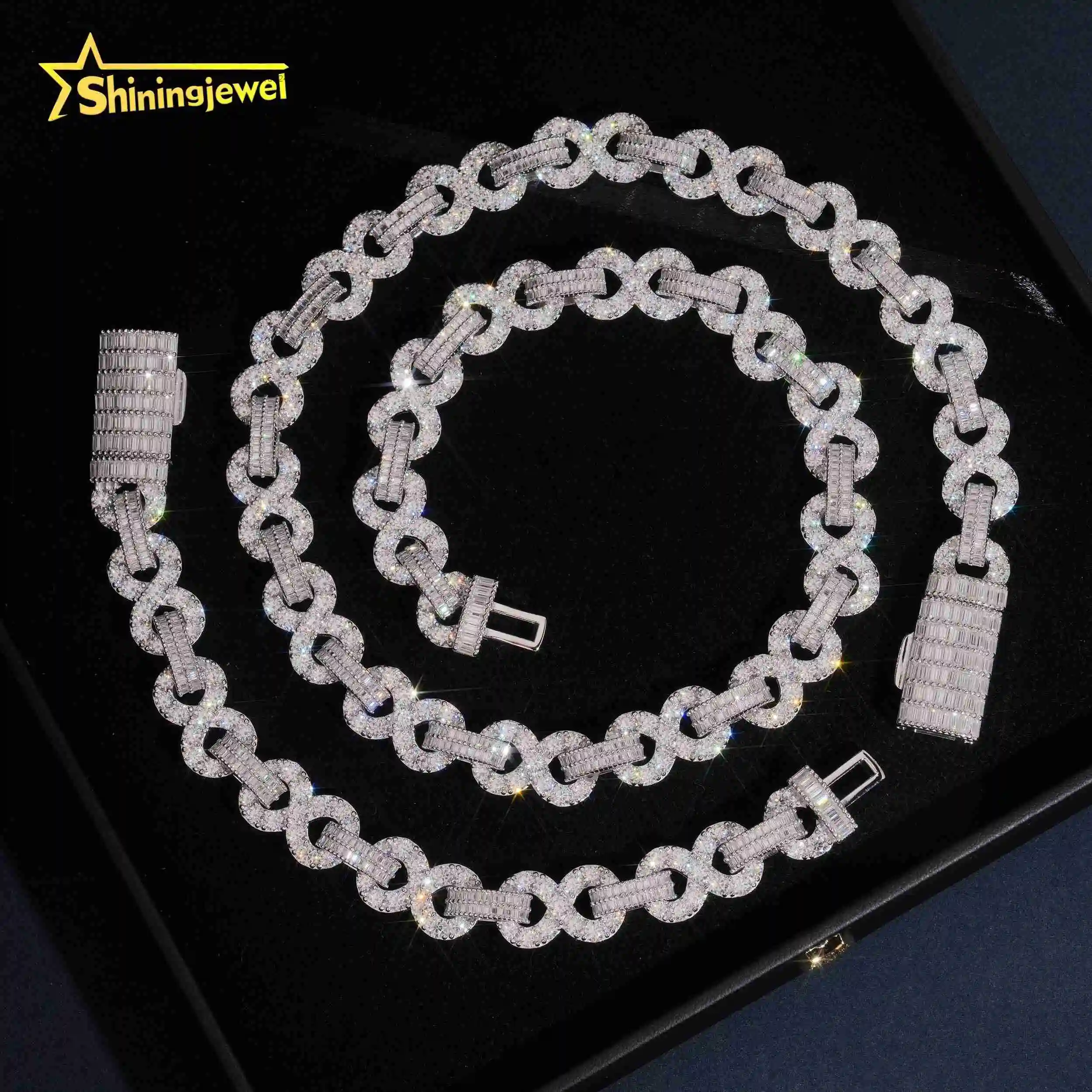 Pass Tester Diamond Hip Hop 13mm 925 Silver Iced Out Chain VVS Moissanite Diamond Infinity Necklace..
